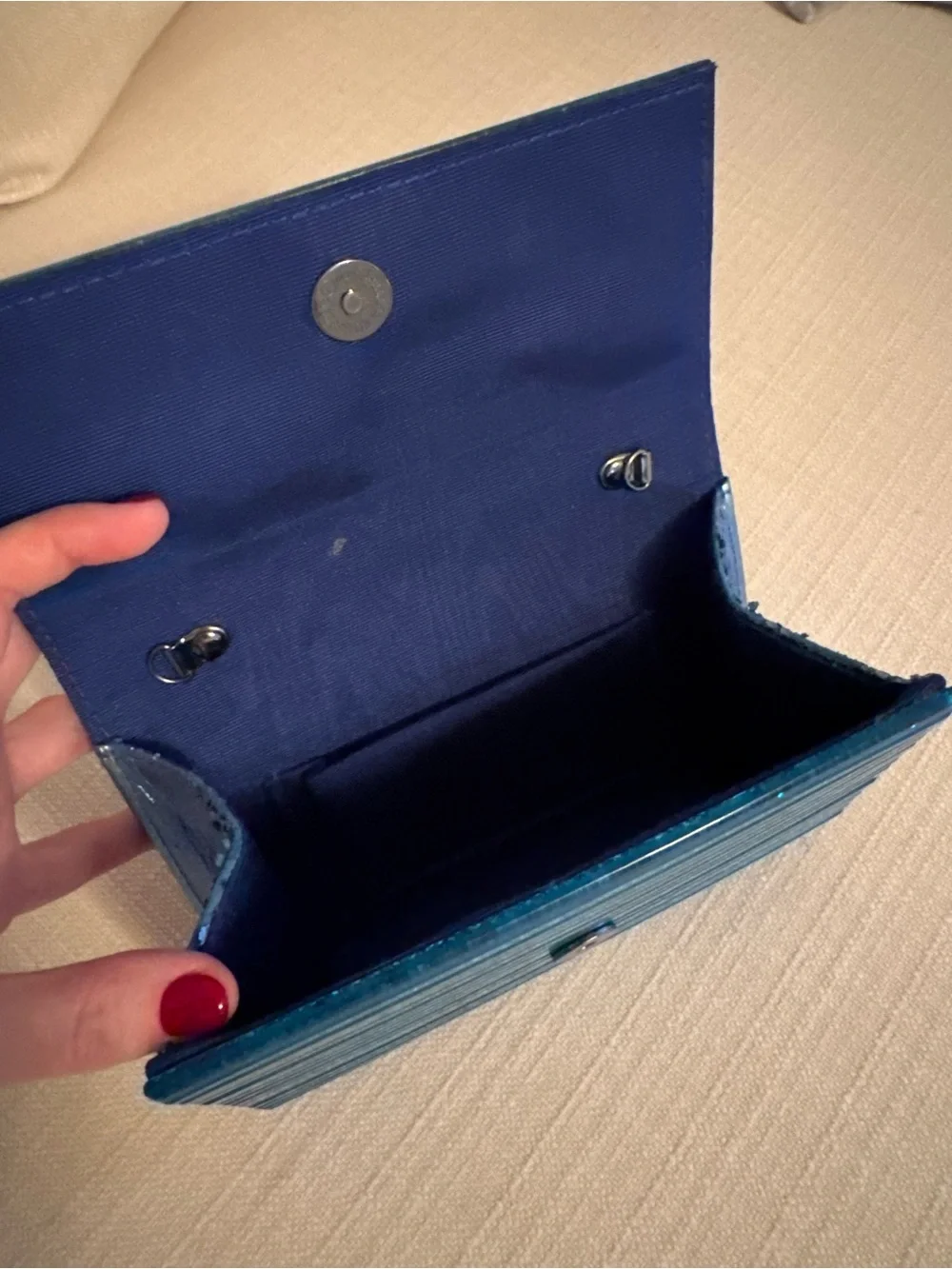 Kurt Geiger Turquoise Blue Glitter Acrylic Clutch NWOT